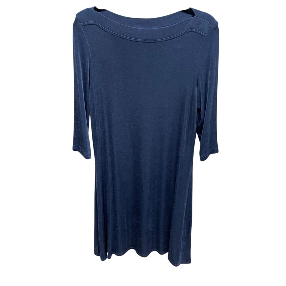 Vintage 90s VeVe dress slinky shiny acetate blue women’s size 10 comfy casual